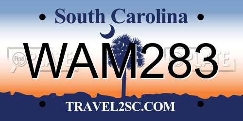 WAM283 South Carolina License Plate