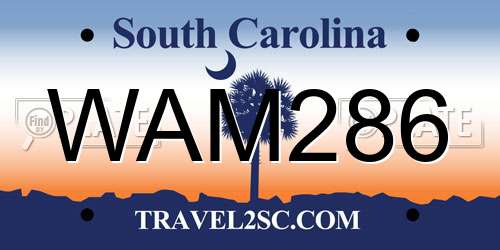 WAM286 South Carolina License Plate