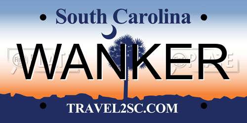 WANKER South Carolina License Plate