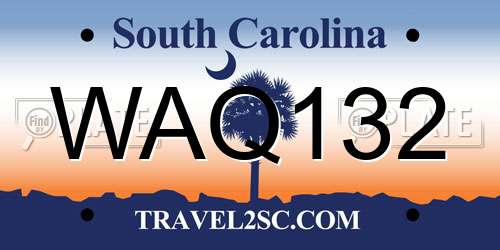 WAQ132 South Carolina License Plate