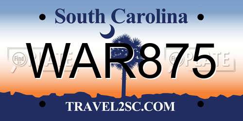 WAR875 South Carolina License Plate