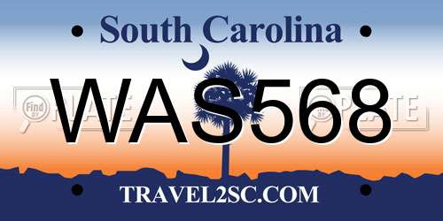 WAS568 South Carolina License Plate