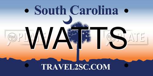 WATTS South Carolina License Plate