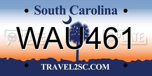 WAU461 South Carolina License Plate