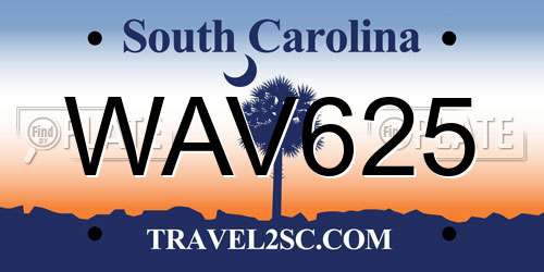 WAV625 South Carolina License Plate
