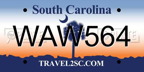 WAW564 South Carolina License Plate