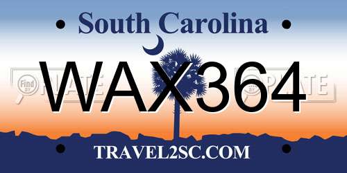 WAX364 South Carolina License Plate