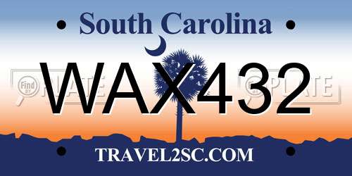 WAX432 South Carolina License Plate