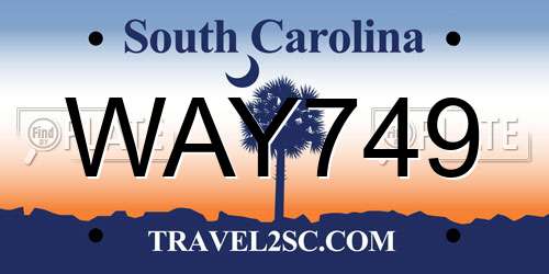 WAY749 South Carolina License Plate