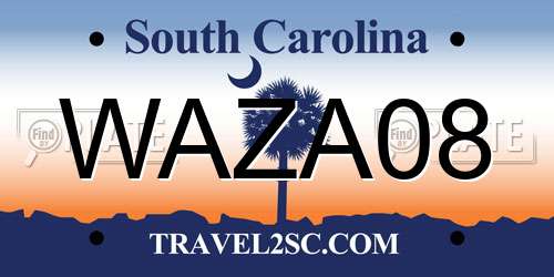 WAZA08 South Carolina License Plate