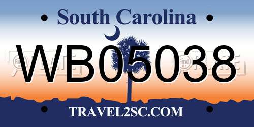 WB05038 South Carolina License Plate