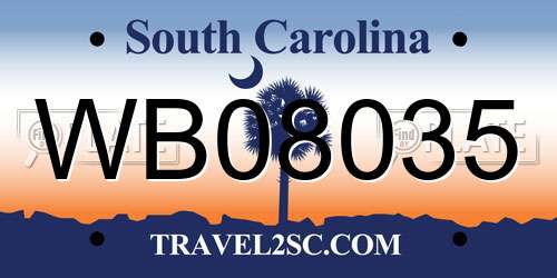 WB08035 South Carolina License Plate