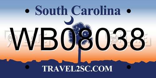 WB08038 South Carolina License Plate