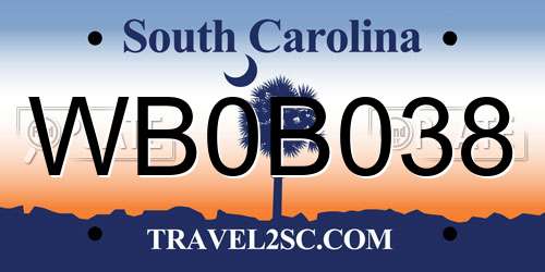WB0B038 South Carolina License Plate
