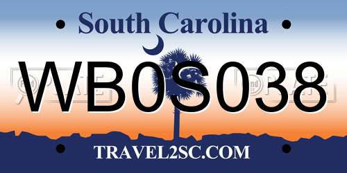 WB0S038 South Carolina License Plate
