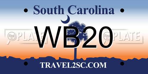 WB20 South Carolina License Plate