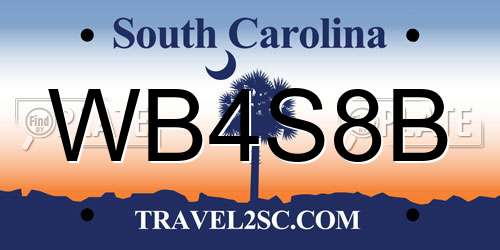 WB4S8B South Carolina License Plate