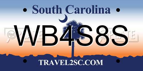 WB4S8S South Carolina License Plate