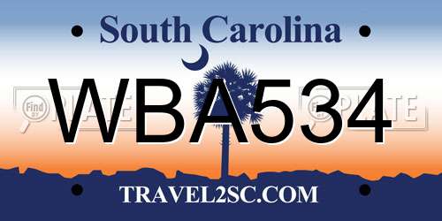 WBA534 South Carolina License Plate