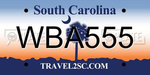 WBA555 South Carolina License Plate