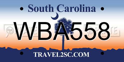 WBA558 South Carolina License Plate