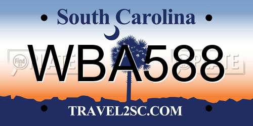 WBA588 South Carolina License Plate