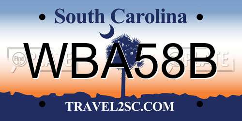 WBA58B South Carolina License Plate