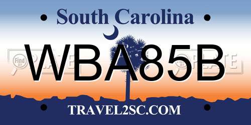 WBA85B South Carolina License Plate