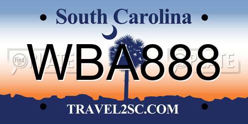 WBA888 South Carolina License Plate