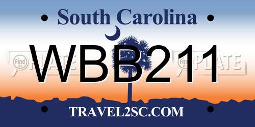 WBB211 South Carolina License Plate