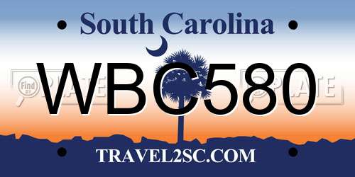 WBC580 South Carolina License Plate