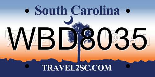 WBD8035 South Carolina License Plate