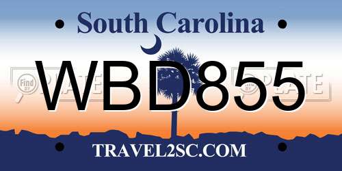 WBD855 South Carolina License Plate