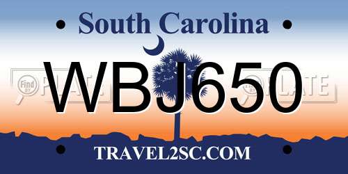 WBJ650 South Carolina License Plate