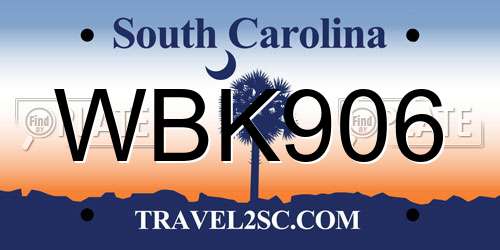 WBK906 South Carolina License Plate