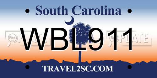 WBL911 South Carolina License Plate