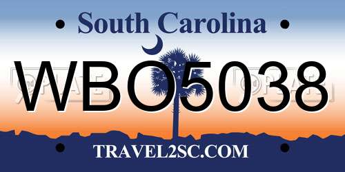 WBO5038 South Carolina License Plate