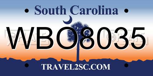 WBO8035 South Carolina License Plate