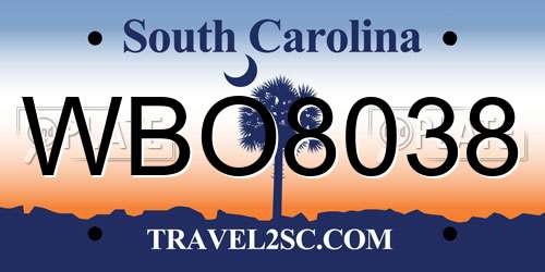 WBO8038 South Carolina License Plate