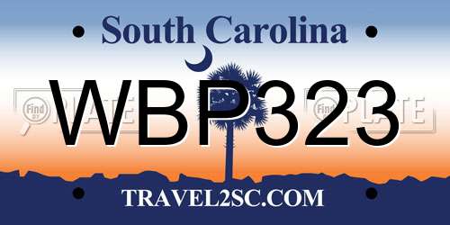 WBP323 South Carolina License Plate