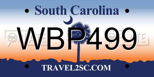 WBP499 South Carolina License Plate