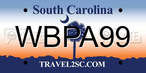 WBPA99 South Carolina License Plate