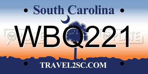 WBQ221 South Carolina License Plate