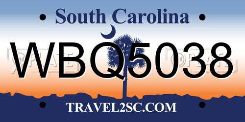 WBQ5038 South Carolina License Plate