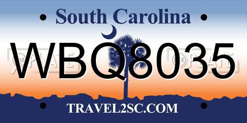 WBQ8035 South Carolina License Plate