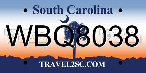 WBQ8038 South Carolina License Plate