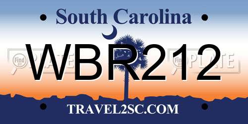 WBR212 South Carolina License Plate