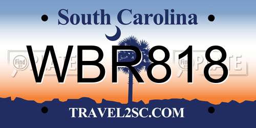 WBR818 South Carolina License Plate