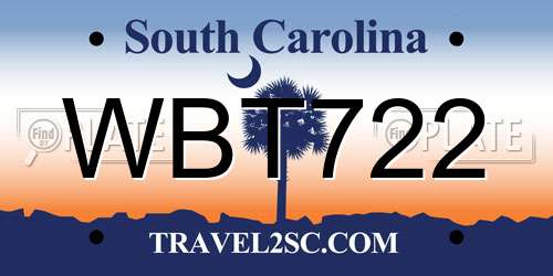 WBT722 South Carolina License Plate