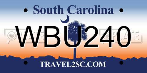 WBU240 South Carolina License Plate